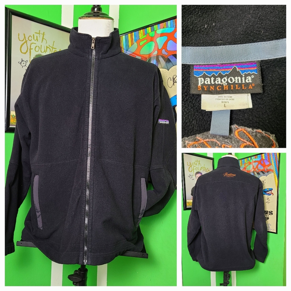 Patagonia Synchilla Fleece Jacket Men’s L – Black Full Zip Bonterra Vineyards